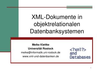 XML-Dokumente in objektrelationalen Datenbanksystemen