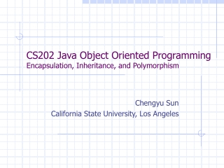 CS202 Java Object Oriented Programming Encapsulation, Inheritance, and Polymorphism