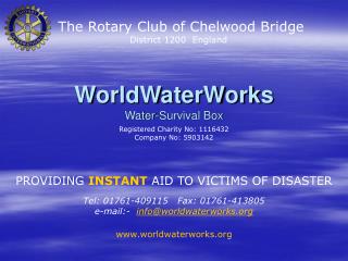 WorldWaterWorks Water-Survival Box