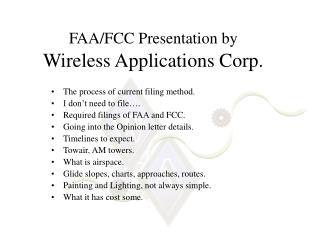 FAA/FCC Presentation by Wireless Applications Corp.