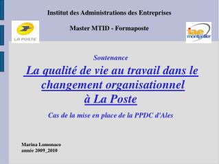 Institut des Administrations des Entreprises Master MTID - Formaposte
