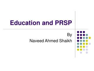 Education and PRSP