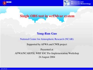 Single OBS test in wrf3dvar system