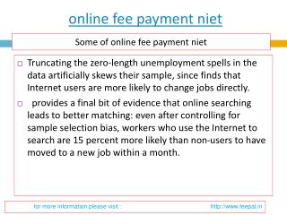 Latest point about online fee payment niet