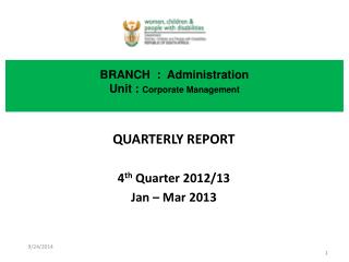 BRANCH : Administration Unit : Corporate Management