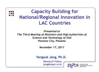 Capacity Building for National/Regional Innovation in LAC Countries