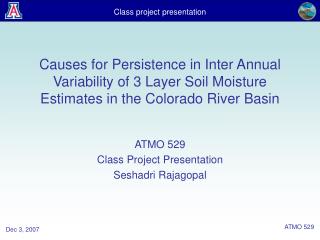 ATMO 529 Class Project Presentation Seshadri Rajagopal