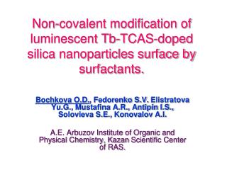 Properties of Tb-TCAS complexes.
