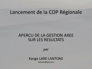Lancement de la COP Régionale