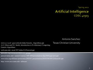 Spring 2011 Artificial Intelligence COSC 40503
