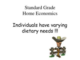 Standard Grade Home Economics Individuals have varying dietary needs !!!