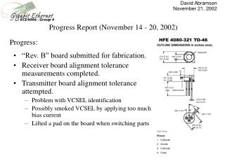 Progress Report (November 14 - 20, 2002)