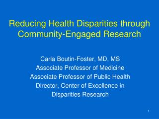 Reducing Health Disparities through Community-Engaged Research