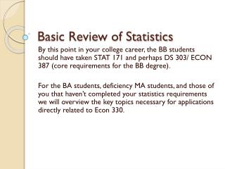 Basic Review of Statistics