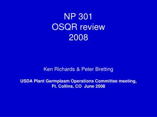 NP 301 OSQR review 2008