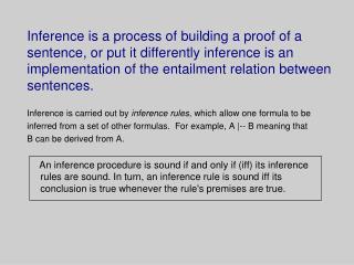Inference is carried out by inference rules, which allow one formula to be
