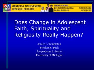 Does Change in Adolescent Faith, Spirituality and Religiosity Really Happen?