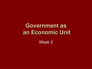 Government as an Economic Unit
