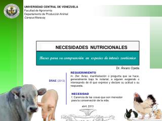 UNIVERSIDAD CENTRAL DE VENEZUELA Facultad de Agronomía Departamento de Producción Animal