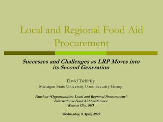 Local and Regional Food Aid Procurement