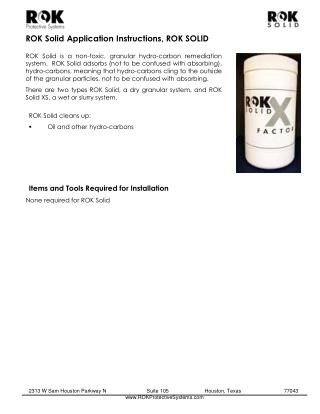 ROK Solid Application Instructions, ROK SOLID