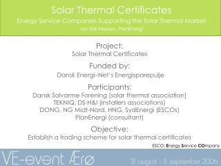 Solar Thermal Certificates Energy Service Companies Supporting the Solar Thermal Market