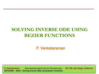 SOLVING INVERSE ODE USING BEZIER FUNCTIONS