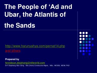 The People of ‘Ad and Ubar, the Atlantis of the Sands
