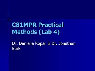 C81MPR Practical Methods (Lab 4)