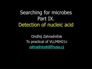 Searching for microbes Part IX. Detection of nucleic acid
