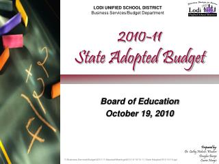 2010-11 State Adopted Budget