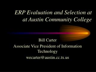 ERP Evaluation and Selection at at Austin Community College