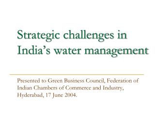 Strategic challenges in India’s water management