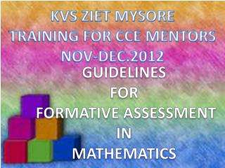 GUIDELINES FOR FORMATIVE ASSESSMENT IN MATHEMATICS