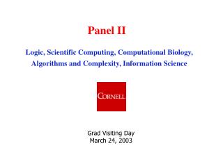 Logic, Scientific Computing, Computational Biology, Algorithms and Complexity, Information Science