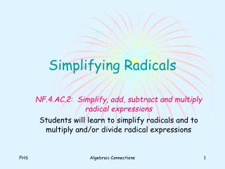 Simplifying Radicals