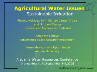 Agricultural Water Issues Sustainable Irrigation