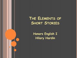 The Elements of Short Stories