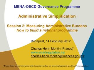 MENA-OECD Governance Programme Administrative Simplification