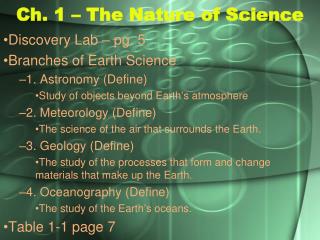 Ch. 1 – The Nature of Science