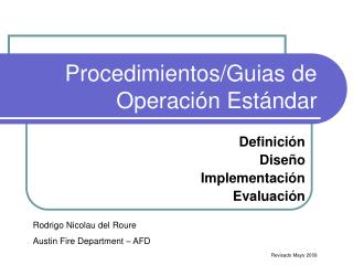 Procedimientos/Guias de Operación Estándar