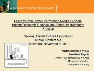 Kristen Campbell Wilcox Janet Ives Angelis Know Your Schools~for NY Kids School of Education