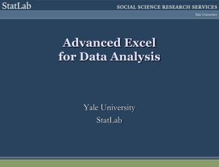 Advanced Excel for Data Analysis