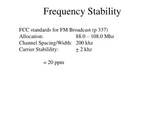 Frequency Stability