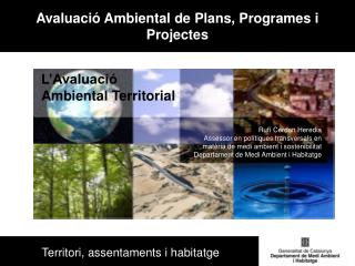 Avaluació Ambiental de Plans, Programes i Projectes