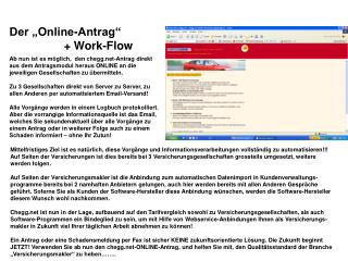 Der „Online-Antrag“ + Work-Flow