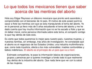 Lo que todos los mexicanos tienen que saber acerca de las mentiras del aborto