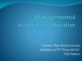 Managementul activităților educative