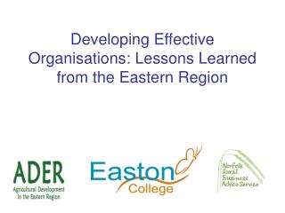 Developing Effective Organisations: Lessons Learned from the Eastern Region