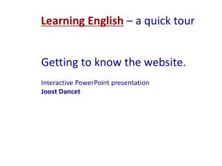 Learning English – a quick tour